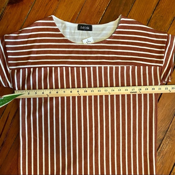 Fab’rik Striped Shift Dress/ Tunic Rust & White Size Medium - Picture 4 of 5